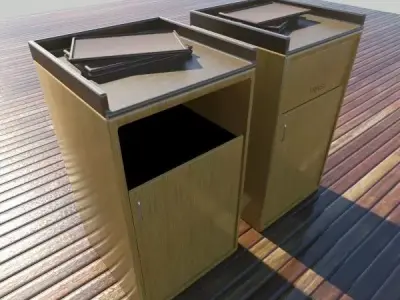 Trash Cans and Trays - Fast Food 3D model