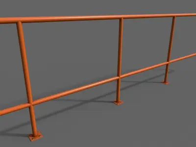 PBR Pedestrian Guard Rail Orange V5 Low-poly 3D model