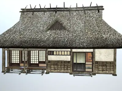 Traditional japanese house  Low-poly 3D model