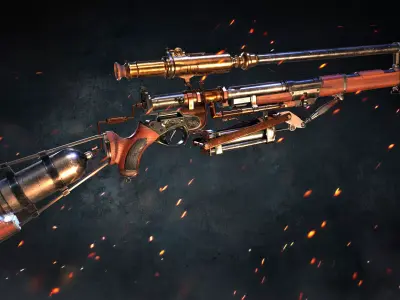 Pneumatic Rifle Low-poly 3D model