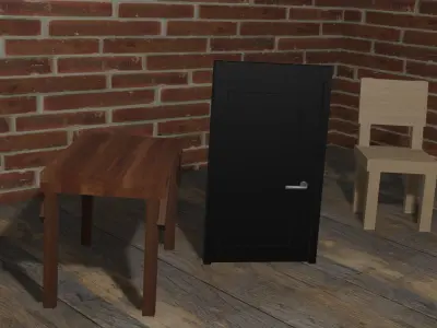 Simple Furniture with floor and wall Free 3D model