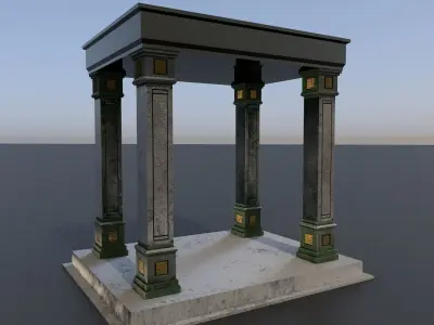 Statue Platform Low-poly 3D model
