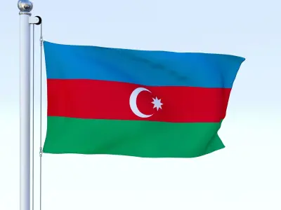 Animated Azerbaijan Flag Low-poly 3D model