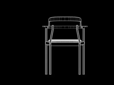 Dining  wooden table and chairs 3D model