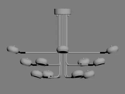 Curved Stix Chandelier 12 Black 3D model