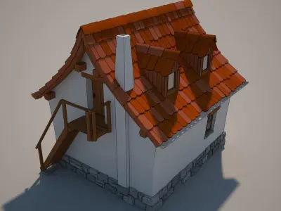 Cartoon Medieval School 3D model