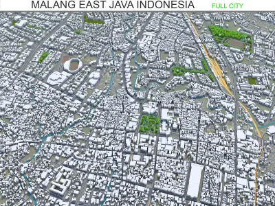 Malang East Java Indonesia 20km Low-poly 3D model