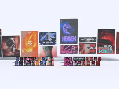 Cyberpunk Advertisement Billboards Low-poly 3D model