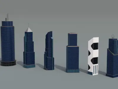 Low poly Buildings Pack 2 Low-poly 3D model