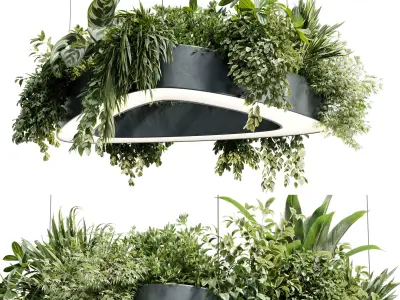 Triangle pot light pendant - plant light hanging 37  3D model