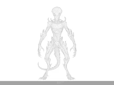 Stylized Alien Character Game Ready - AI Low-poly 3D model