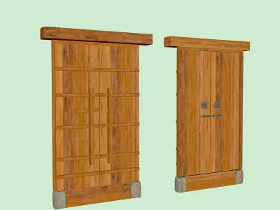 Chinese style retro other doors  old wood Chinese style 3D model
