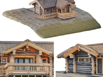 Log house-bathhouse Low-poly 3D model