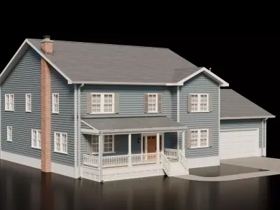 American Cottage House 2 Low-poly 3D model