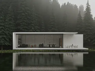 3D model of houses in the forest 3D model