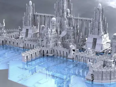 Final Fantasy High fantasy City ocean 3 3D model