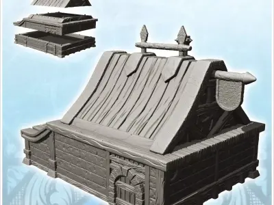 Medieval annex building with spiked roof 2 - Medieval Gothic Feu 3D print model