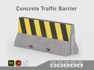 Concrete Traffic Barrier Low-poly 3D model