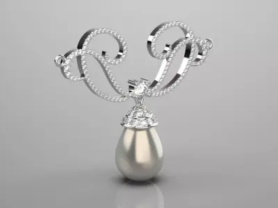 pearl and diamond woman jewelry necklace pp0042 3D print model