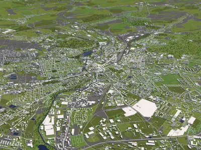 Chemnitz Germany 50x50km 3D City Map 3D model