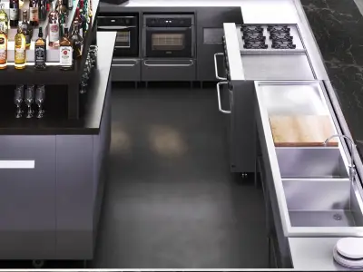 Cocktail Bar-Island Cafe-Restaurant Low-poly 3D model