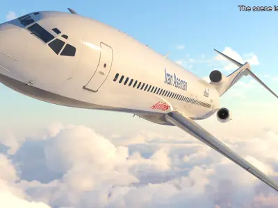  Boeing 727 Iran Aseman Airlines Rigged for Cinema 4D 