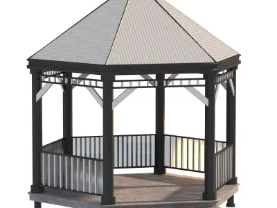 Modern Glass and Steel Gazebo 3D model
