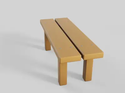 Cartoon Bench 1 Low-poly 3D model