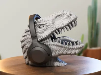 Skull dragon Headphone Stand Cyborg skull dragon Headset  3D print model buy