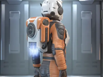 Sci-Fi Astronaut Low-Poly Game Character Low-poly 3D model