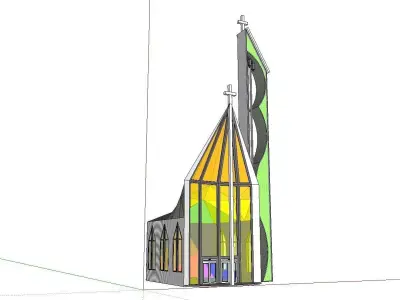 Architecture-Religion-God-Culture-Temple-0136 church with ste... 3D model