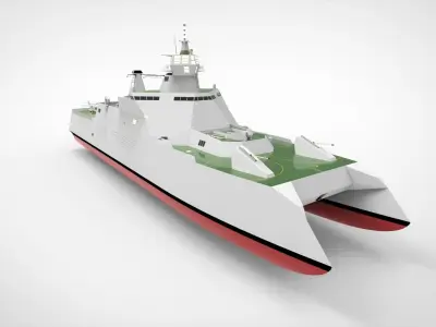 Catamaran destroyer ship 3D model