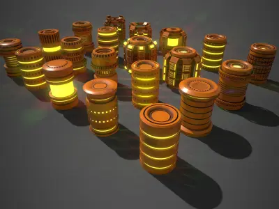 Sci-Fi Cylinder Version Two Low-poly 3D model