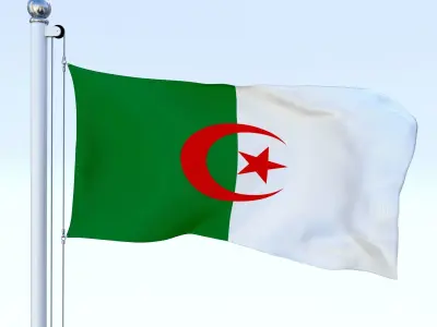 Animated Algeria Flag Low-poly 3D model