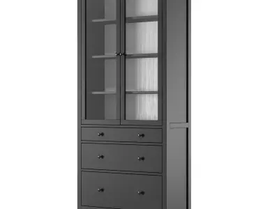IKEA - HEMNES Cabinet with glass door and 3 drawers 3D model