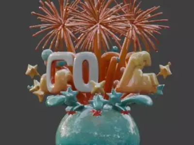 Festive 2026 New Year Celebration 3D Sculpture Low-poly 3D model