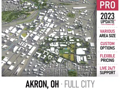Akron - Ohio  Low-poly 3D model