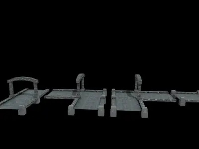 River Crossing Path Low-poly 3D model