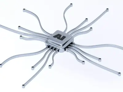 ai chip Symbol Silver 3D model