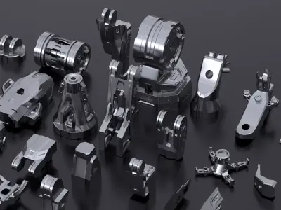 Sci-Fi Hard Surface Kitbash Parts 3D model