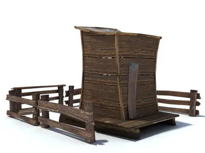 Low Poly Wild West Toilet  Low-poly 3D model