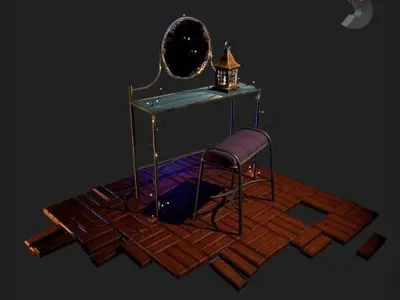 Old lamp Low-poly 3D model
