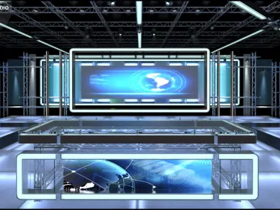 Virtual TV Studio News Set 8 3D model