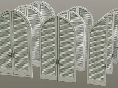 Louvered Wooden Door - 3 type of textures Low-poly 3D model