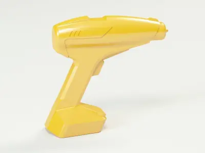 Cordless drill concept or a sci-fi laser gun low-poly Low-poly 3D model