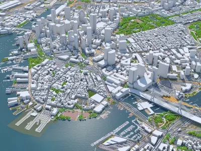 Boston Downtown Massachusetts USA Low-poly 3D model