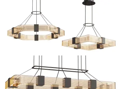 chandelier rectangular pendant light Low-poly 3D model