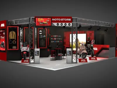 moto store exhibition stand 3D model