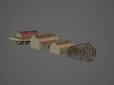 Barn 1 farmhouse Low-poly 3D model