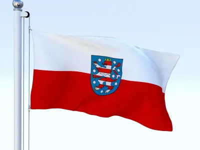 Animated Thuringia German State Flag Low-poly 3D model